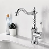 お買い得  回転可能-水栓 - シングルハンドルつの穴 電気メッキ 標準スパウト センターセット レトリ／ヴィンテージ / ミニマリスト Kitchen Taps