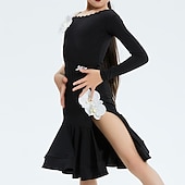 abordables Hauts &amp; Ensembles-Danse latine Tenues de Danse pour Enfants Jupes Imprimé floral Fille Utilisation Usage quotidien manche longue Taille moyenne Spandex