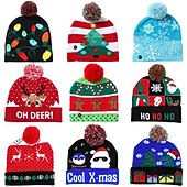 economico Luci di Natale-natale per bambini decorazione per adulti cappello led cappello di natale bagliore natale berretti in maglia unisex vacanza bagliore maglioni regali di natale ornamenti del partito di capodanno