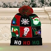 economico Luci di Natale-natale per bambini decorazione per adulti cappello led cappello di natale bagliore natale berretti in maglia unisex vacanza bagliore maglioni regali di natale ornamenti del partito di capodanno