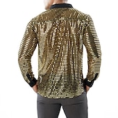 economico Cime-Retrò Vintage Anni &#039;70 Disco Cosplay Paillettes Tinta unita Per uomo Costume di Carnevale Halloween Carnevale Mascherata Performance Festa / Sera Palcoscenico Adulti Camicia Estate Primavera