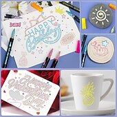 preiswerte Mal-, Zeichen- und Künstlerbedarf-8/12/24 Farben Umrissmarker, selbst doppelzeilig, selbst umrissen, metallische Stifte für Sammelalben, Fotoalben, Geschenkkarten, Ostereier, Kunsthandwerk