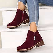 ieftine Botine-Pentru femei Cizme Pantofi de piele intoarsa Mărime Plus Size Cizme cu toc În aer liber Muncă Zilnic Culoare solidă Ghete Botine Iarnă Blocați călcâiul Toc Jos Vârf rotund Epocă Modă Casual PU Fermoar