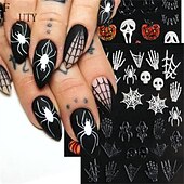levne Halloween samolepky-halloween dekorativní nálepka na nehty lebka hlava pavouk kost dýně reliéfní nálepka na nehty halloween dekorace kostry