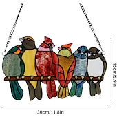 tanie rzeźby ścienne-witraże okienne, dekoracyjne 9 ptaków na witrażu drucianym, rękodzieło witrażowe, pomysł na prezent na urodziny, Wielkanoc, Boże Narodzenie lub na każdą okazję