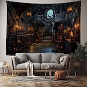 cheap Halloween Wall Tapestries-Halloween Horror House Hanging Tapestry Wall Art Large Tapestry Mural Decor Photograph Backdrop Blanket Curtain Home Bedroom Living Room Decoration