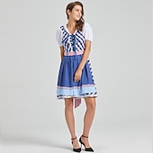 billige Dirndl-Oktoberfest Dirndl Trachtenkleader Oktoberfest / øl bayerske bayerske Wiesn Tradisjonell stil Enger Dame Tradisjonell stil klut Topp Kjole Forkle