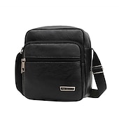 billiga Herrväskor-Herr Crossbody-väska Axelväska Skolväska PU läder Utomhus Dagligen Helgdag Knappar Dragkedja Stor kapacitet Vattentät Lättvikt Ensfärgat Gulbrun Svart Brun