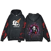 levne Mikiny s kapucí-předvečer Všech svatých Výkřik Ghostface Kostlivec Kapuce Nadměrně velké tričko prané kyselinou Tisk Přední kapsa Grafika Pro Pro páry Pánské Dámské Dospělé Plesová maškaráda Horká ražba Běžné / Denní