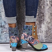 levne Kotníkové boty-Dámské Boty Cikánský Větší velikosti Párty Venkovní Kancelář Květinový Geometrický Kotníkové boty Booties Korálky Kačenka Oblá špička Vinobraní Chůze PU Zip Hnědá Duhová