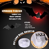 levne Halloweenská světla-halloween 12/24ks led světelná nástěnná výzdoba netopýrů, 3D netopýří halloweenská dekorace vnitřní nálepky netopýrů, voděodolné černé strašidelné kutilské netopýry pro domácí dekoraci vnitřní venkovní párty dekorace