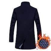 billiga Trenchcoat för män-Herr Vinterkappa Yllekappa Rock Trenchcoat Utomhus Dagliga kläder Höst vinter Polyester Vindtät jacka Ytterkläder Kläder Mode Streetwear Slät Drottning Anne Enkelknäppt med Ett Knapphål