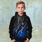 billiga Pojkens 3D-djur-Pojkar 3D Djur Tiger Huvtröja Pullover Långärmad 3D-tryck Höst Vinter Mode Streetwear Häftig Barn 3-12 år Utomhus Ledigt Dagligen Normal