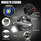 economico torce tattiche-xph70 faro da lavoro a led più luminoso zoomabile impermeabile 90 regolabile 5 modalità lampada frontale leggera per cappello duro da campeggio per adulti cacciaesplorazioneesplorazione