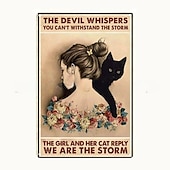 cheap Metal Tin Sign-1pc Retro Metal Tin Sign Cute Cat Tin Sign Vintage Kitchen Signs Wall Decor, Painting Wall Hanging for Home Decor Wall Art Metal Tin Sign 20x30cm/8&#039;&#039;x12&#039;&#039;