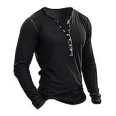 economico Maglietta casual Henley-Per uomo Maglietta Maglia Henley Manica Lunga Semplice Moda Designer Essenziale Sbiadito Henley Vacanza Streetwear Uscire Primavera &amp; Autunno Grigio scuro Nero Caffè Maglietta Henley