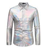 preiswerte Oberteile-Disko 1980er Glänzend Metallisch Bluse / Hemd Maskerade Disco Herren Karnevalskostüm Maskerade Party / Abend Junggesellinnenabschiedsparty Pride Parade Erwachsene Hemd
