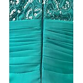 voordelige GROEN-A-Lijn Avondjurk Elegante Jurk Bruiloft Gast Bruiloft Feest Vloerlengte Korte Mouw Sierlijke Hals Capes Chiffon met Apllicaties Sjaal