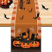 cheap Table Runners-Pumpkin Table Runner Halloween Fall Burlap Tablerunner Farmhouse Indoor Table Autumn Decoration Table Flag Decor For Dining Weddig Party Holiday