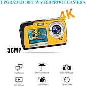 cheap Camera &amp; Photo-4K30FPS Waterproof Camera 56MP Underwater Cameras UHD Video Recorder Selfie IPS Dual Screens(3/2) 10FT Waterproof Digital Camera for Snorkeling on Vacation 1700mAh
