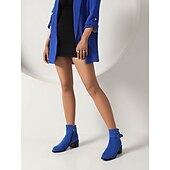 cheap Ankle Boots-Women&#039;s Boots Plus Size Heel Boots Work Daily Booties Ankle Boots Winter Buckle Chunky Heel Casual Minimalism Faux Leather Black Blue