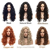 levne Syntetické trendy paruky-dlouhé vlnité paruky 28palcová přírodní béžová smíšená blond syntetická pernatá kudrnatá paruka pro ženy halloween cosplay party paruky