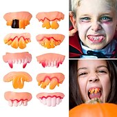 olcso Halloween maszk és kellékek-10db/készlet halloween dekoráció szimuláció fogak tréfa játékok halloween cosplay kellék vámpír zombi ördög fogsor fogsor rothadt műfog