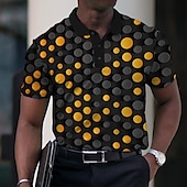 olcso Férfi geometrikus póló-Férfi Grafika Pólóingek Golfing Rövid ujjú Pólóingek Galléros ingek Alkalmi Nyaralási viselet Rave Wear Party ruhák Gombok 3D nyomtatás Fekete Rubin Medence