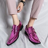 billige Semi-formell-herresko i rosa metallisk spenne – mote loafers med rhinestone-detaljer for fest- og sceneklær