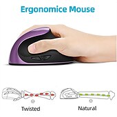 baratos Ratos-mouse vertical recarregável mouse sem fio ergonômico 2.4g receptor usb 1600 dpi ajustável mouse de 6 botões