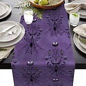 cheap Table Runners-Pumpkin Table Runner Halloween Fall Burlap Tablerunner Farmhouse Indoor Table Autumn Decoration Table Flag Decor For Dining Weddig Party Holiday