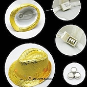 cheap Novelties-Creative LED Flashing Jazz Cap Adult Hip Hop Dance Show Sequin Jazz Hat Glow In The Dark Luminous Fedora Costumes Stage Props