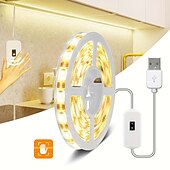 billige USB-stripelys-1m 3M 4m Fleksible LED-lysstriper 30/90/120/150 LED 2835 SMD 1set Varm hvit Hvit LED Stripelampe Koblingsbar Kroppssensor 5 V