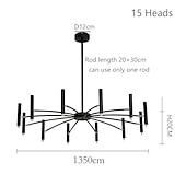 Недорогие Люстры-спутники-sputnik люстра металлическая люстра 3 цвета свет 12/15/18/24 голова люстра черного цвета для спальни,гостиной,столовой 85-265v