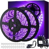 זול תקע רצועת אורות-5 מטר 2x5M סרטי תאורת LED גמישים ערכות תאורה 300-600 נוריות 2,835 SMD 8 מ&quot;מ 1 תושבת הרכבה 1set לבן חם סגול רצועת אורות LED חג ליל כל הקדושים נדבק לבד 12 V