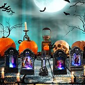 tanie Oświetlenie rekwizytów na Halloween-Halloween czaszka nagrobek lampa nawiedzony dom wystrój wystrój ogrodu domu lampka nocna rekwizyty na przyjęcia świecące oświetlenie led nagrobek