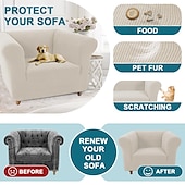 preiswerte Sofabezug-Stretch-Sofabezug im Chesterfield-Stil, Sofabezug für Wohnzimmer, weicher, rutschfester Sofabezug, Möbelschutz für Hunde
