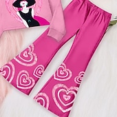 billiga Flickans 3D Vision &amp; Skinande-Flickor 3D Hjärta Grafisk Sweatshirt &amp; Sweatpants Set Klädesset Rosa Långärmad 3D-tryck Höst Vinter Aktiv Mode Dagligen Barn 4 år + Utomhus Semester Datum Normal
