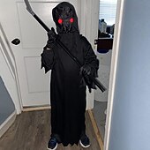 levne Chlapecké halloweenské kostýmy-Děti Chlapecké předvečer Všech svatých Pláštěnka Svrchní oděvy Pevná barva Dlouhý rukáv Kabát Výkon Módní Chladný Kostým Grim Reaper neobsahuje brýle Podzim Zima 7-13 let