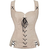 cheap Tops-Retro Vintage Medieval Renaissance Suede Vest Pirate Viking Drawstring Solid Colored Fancy Dress Women&#039;s Pirate Fantasy Steampunk Halloween Carnival Masquerade LARP Ren Faire Adults&#039; Vest Top All