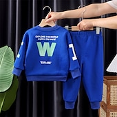 halpa Setit-2 osainen Lapset Poikien Huppari &amp; collegehoususetti Vaatesetti Asu Kirjain Pitkähihainen Crewneck Aseta Koulu Urheilu Muoti Päivittäin Syksy Talvi 7-13 vuotta Punastuvan vaaleanpunainen Sininen