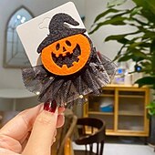 billige Jenters Halloween-kostymer-Baby Jente Halloween / Avslappet / Daglig Hodeskaller / Gresskar / SPIDER Netting Hårtilbehør Halloween mesh klipp-gresskar / Halloween mesh clip-edderkopp / Halloween mesh klips-skjelett En Størrelse