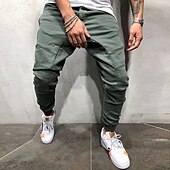 cheap Cargo Pants-Men&#039;s Cargo Pants Trousers Track Pants Jogging Pants Outdoor Athleisure Daily Sports Soft Comfortable Pocket Drawstring Elastic Waist Plain Full Length Fashion Casual Activewear Black Khaki