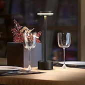 baratos Candeeiros de mesa-Candeeiro de mesa led recarregável sem fio alumínio quarto bar restaurante com controle de toque lâmpada led para escritório em casa quarto hotel restaurante configurações de brilho de 3 níveis