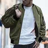 levne Bunda z umělé kůže-Pánské Lehká bunda Letní bunda Letecká bunda Rüzgarlık Dovolená Volnočasové sporty Větruvzdorné Vícevrstvé Úzký střih Podzim Čistá barva Klasické &amp; nadčasové Minimalistické Výstřih ke krku Standardní