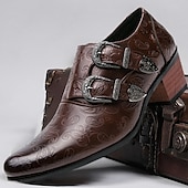 preiswerte Formell-Herrenschuhe aus geprägtem Vintage-Leder mit Doppelschnalle - formelle Abendschuhe für Hochzeiten und besondere Anlässe