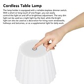 abordables Lampes de table-Lampe de table sans fil Protection des yeux Abat-jour plissé à gradation tactile en aluminium Lampe de table LED tricolore antidérapante rechargeable avec câble de chargement USB pour salle à manger