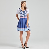 billige Dirndl-Oktoberfest Dirndl Trachtenkleader Oktoberfest / øl bayerske bayerske Wiesn Tradisjonell stil Enger Dame Tradisjonell stil klut Topp Kjole Forkle
