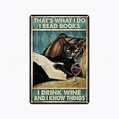 abordables signe d&#039;étain en métal-1pc rétro métal étain signe chat vin étain signe vintage cuisine signes décoration murale, peinture tenture murale pour la décoration murale art métal étain signe 20x30cm/8&#039;&#039;x12&#039;&#039;