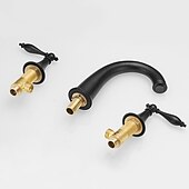 cheap Multi Holes-Widespread Bathroom Faucet Sink Mixer Basin Taps, Twin Handle Vessel Tap with Cold and Hot Hose